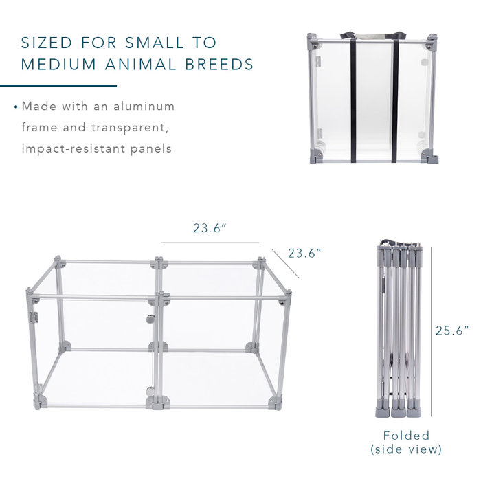 Front Row Clear Dog Pen, Transparent Pet Pen, Adjustable 6Panel